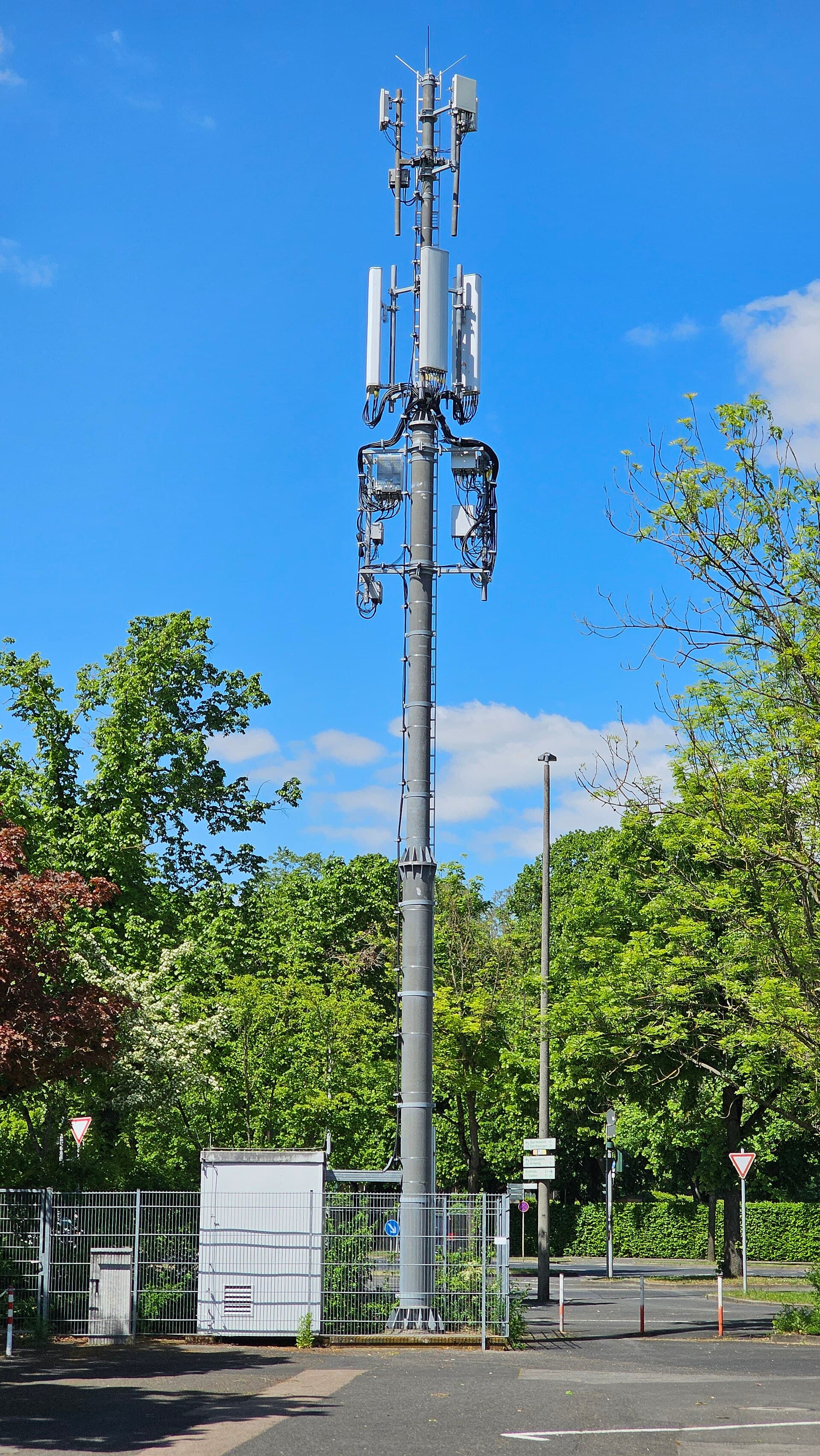 Mobile network antennas on a telecommunications tower